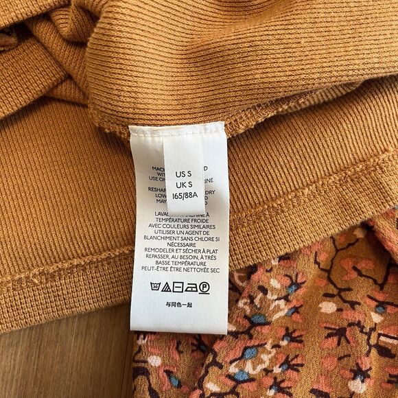 Anthropologie Women's Thermal Top Size Small Floral Sleeve Brown Boho Autumnal - Picture 14 of 16